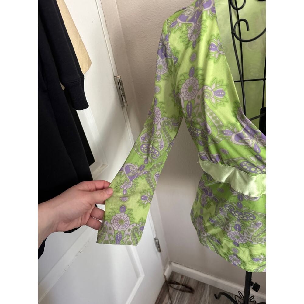 GNW Tie Front Patterned Blouse M - Picture 3 of 9